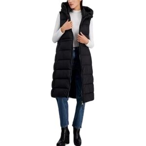 DKNY Jeans Women's Hooded Sleeveless Long Puffer Vest